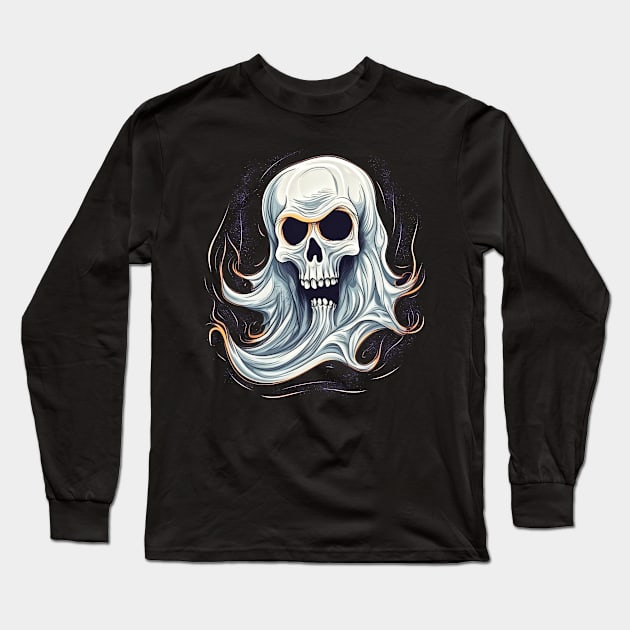 Eerie Halloween Ghoul Art - Spooky Season Delight Long Sleeve T-Shirt by Captain Peter Designs